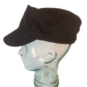 Scala Pronto Black Wool Blend Cadet Newsboy Hat Cap One Size